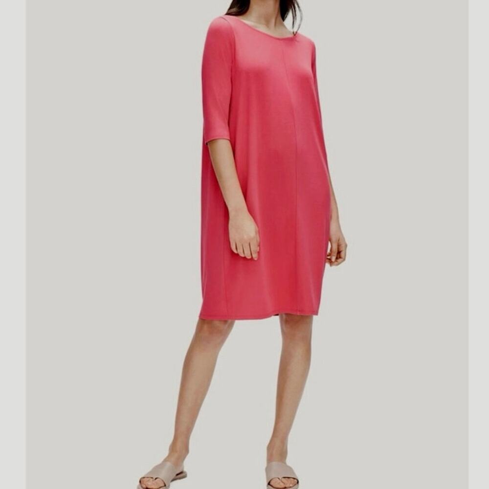 Eileen Fisher Dusty Pink Jersey Knit Shift Dress Size Large
